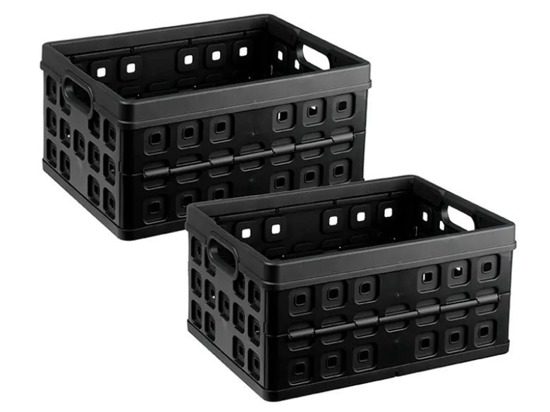 Sunware Square 32 liter set van 2 vouwkratten - Black