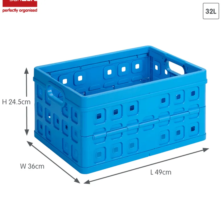 Sunware Square 32 liter set van 2 vouwkratten - Blue