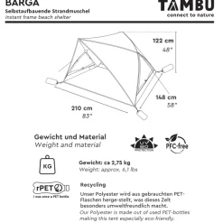 Tambu Barga strandtent - 210 x 148 cm
