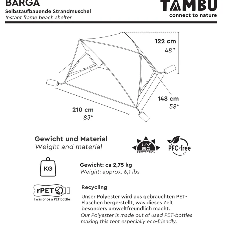 Tambu Barga strandtent - 210 x 148 cm