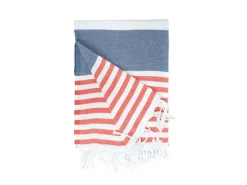 The One Towelling Marine Hamamdoek - Navy Blue/Red