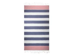 The One Towelling Marine Hamamdoek - Navy Blue/Red