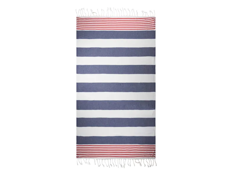 The One Towelling Marine Hamamdoek - Navy Blue/Red