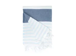 The One Towelling Marine Hamamdoek - Navy Blue/Light Blue