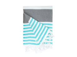 The One Towelling Marine Hamamdoek - Anthracite/Turquoise
