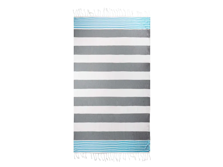 The One Towelling Marine Hamamdoek - Anthracite/Turquoise