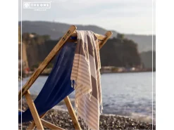 The One Towelling Marine Hamamdoek - Brown/Cream