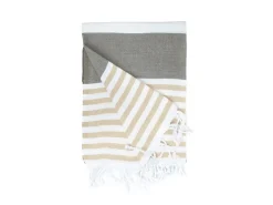 The One Towelling Marine Hamamdoek - Brown/Cream