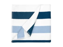 The One Towelling Stripe Handdoek - Navy Blue/Light Blue
