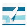 The One Towelling Stripe Handdoek - Petrol/Mint