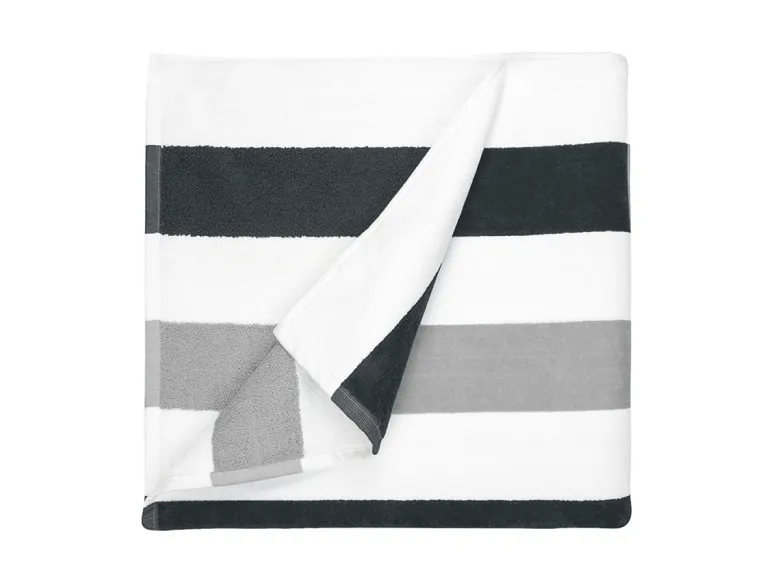The One Towelling Stripe Handdoek - Anthracite/Light Grey