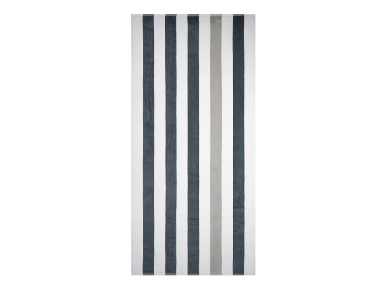 The One Towelling Stripe Handdoek - Anthracite/Light Grey