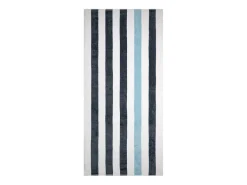 The One Towelling Stripe Handdoek - Anthracite/Light Blue