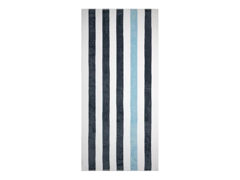 The One Towelling Stripe Handdoek - Anthracite/Light Blue