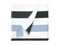 The One Towelling Stripe Handdoek - Anthracite/Light Blue