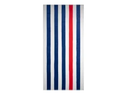 The One Towelling Stripe Handdoek - Navy Blue/Red