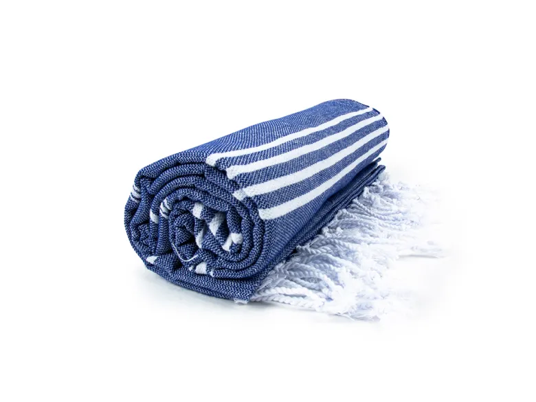 The One Towelling Sultan Hamamdoek - Navy Blue/White
