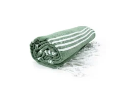 The One Towelling Sultan Hamamdoek - Olive Green/White