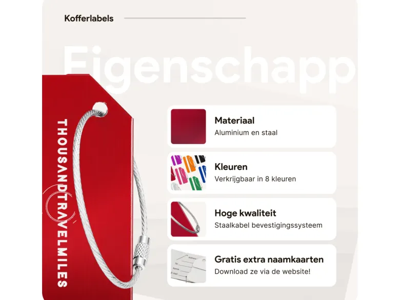 Thousandtravelmiles aluminium bagagelabel - Set van 7