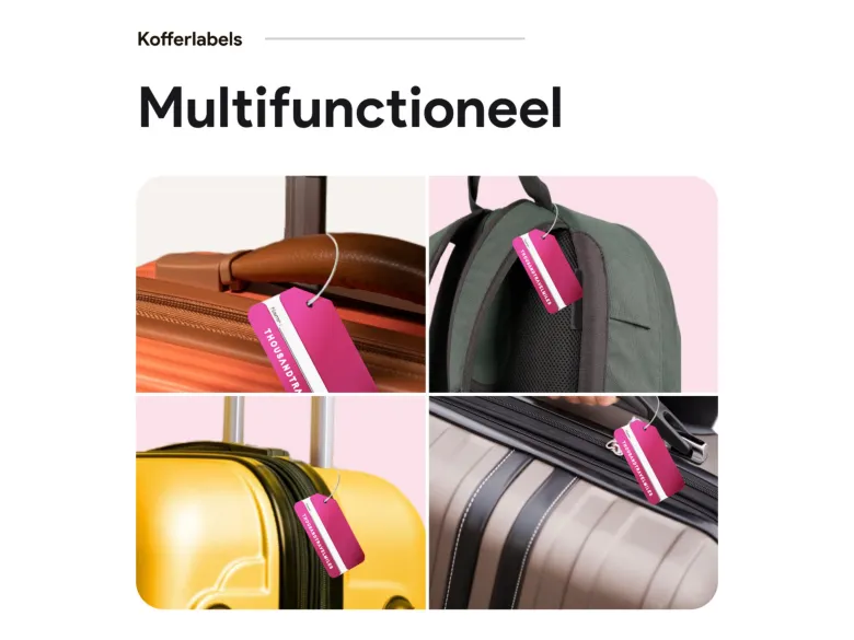 Thousandtravelmiles aluminium bagagelabel - Set van 7