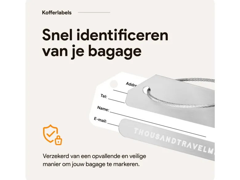 Thousandtravelmiles aluminium bagagelabels - Set van 5