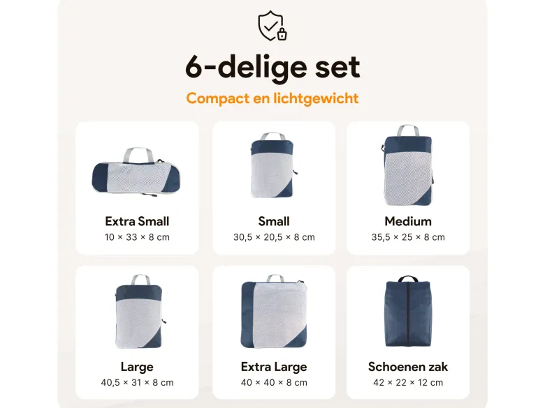 Thousandtravelmiles Blue Packing Cubes - Set van 6