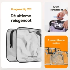 Thousandtravelmiles doorzichtige toilettas - Set van 3