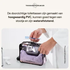 Thousandtravelmiles doorzichtige toilettas - Set van 3