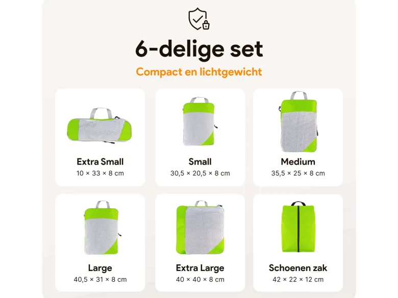 Thousandtravelmiles Green Packing Cubes - Set van 6