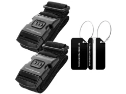 Thousandtravelmiles 2 kofferriemen en 2 bagagelabels - Black