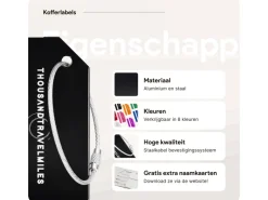 Thousandtravelmiles 2 kofferriemen en 2 bagagelabels - Black