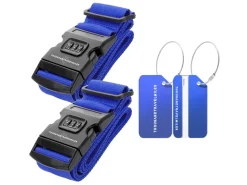 Thousandtravelmiles 2 kofferriemen met 2 bagagelabels - Blue