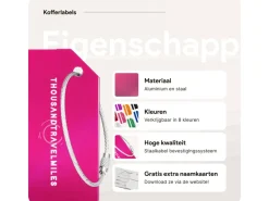 Thousandtravelmiles 2 kofferriemen met 2 bagagelabels - Pink