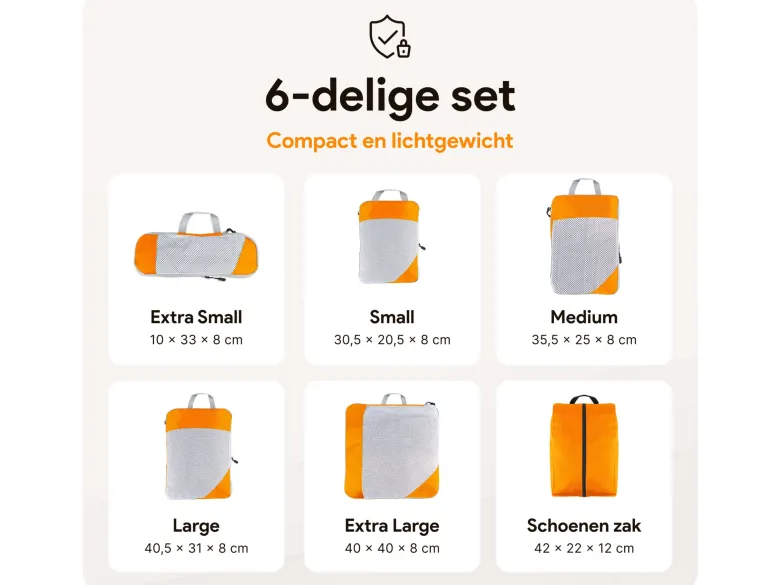 Thousandtravelmiles Orange Packing Cubes - Set van 6