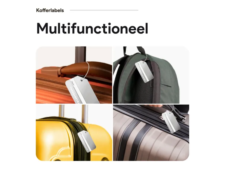 Thousandtravelmiles set van 4 aluminium bagagelabels - Silver