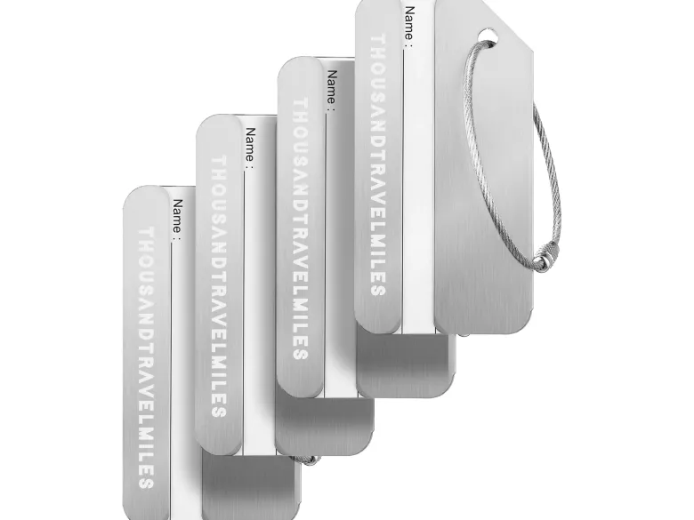 Thousandtravelmiles set van 4 aluminium bagagelabels - Silver