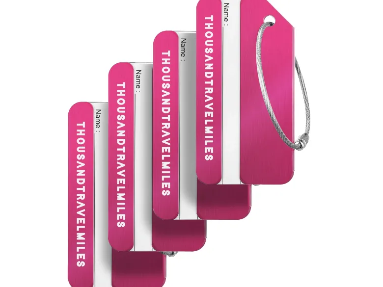 Thousandtravelmiles set van 4 Aluminium Bagagelabels - Pink