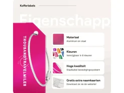 Thousandtravelmiles set van 4 Aluminium Bagagelabels - Pink