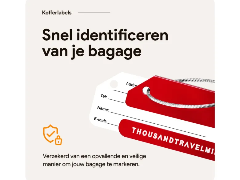 Thousandtravelmiles set van 4 aluminium bagagelabels - Red