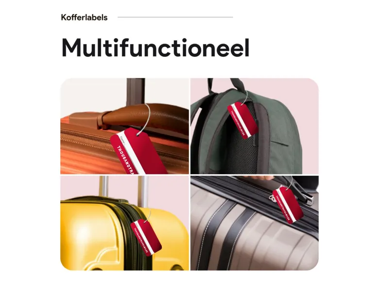 Thousandtravelmiles set van 4 aluminium bagagelabels - Red