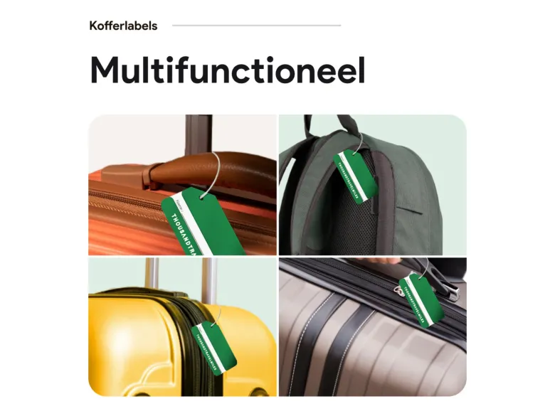 Thousandtravelmiles set van 4 Aluminium Bagagelabels - Green