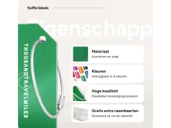 Thousandtravelmiles set van 4 Aluminium Bagagelabels - Green