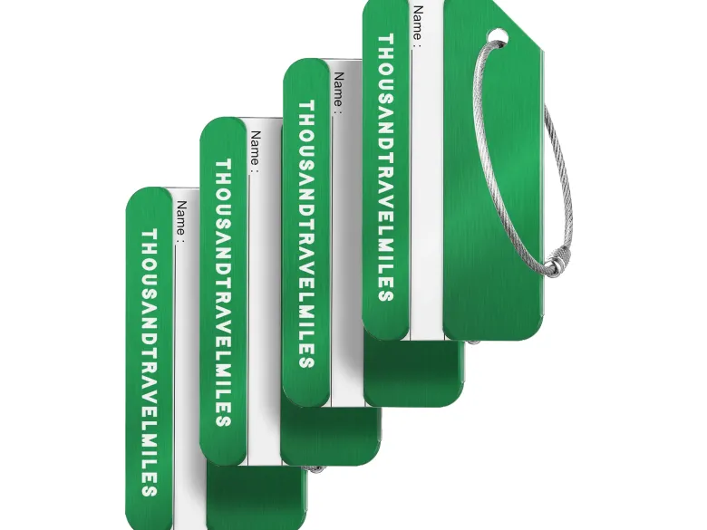 Thousandtravelmiles set van 4 Aluminium Bagagelabels - Green