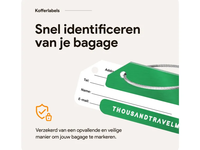 Thousandtravelmiles set van 4 Aluminium Bagagelabels - Green