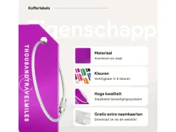 Thousandtravelmiles set van 4 Aluminium Bagagelabels - Purple