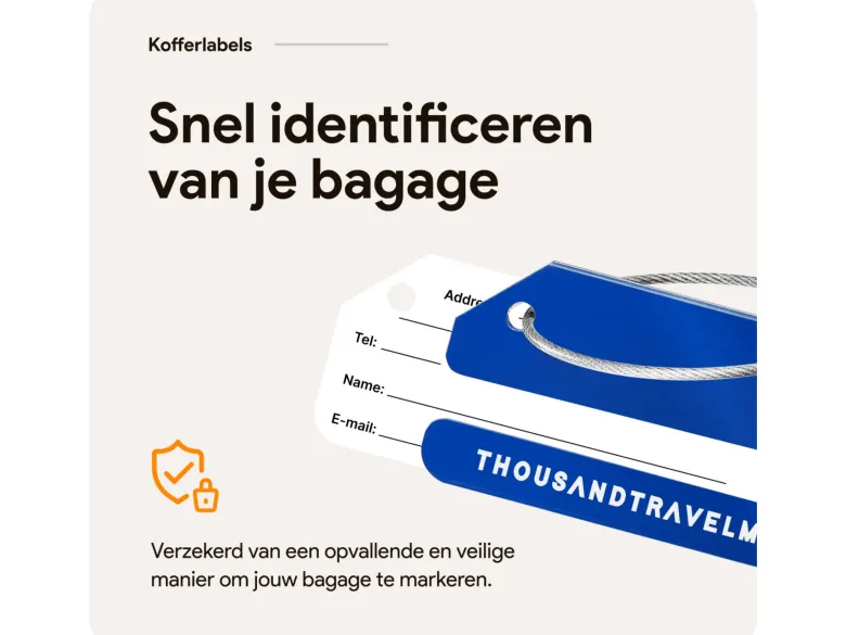 Thousandtravelmiles set van 4 Aluminium Bagagelabels - Blue