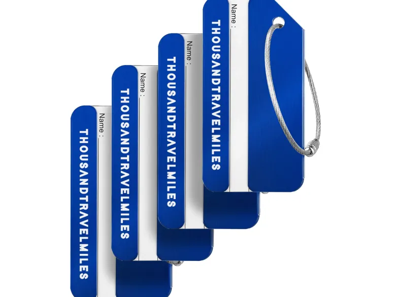 Thousandtravelmiles set van 4 Aluminium Bagagelabels - Blue