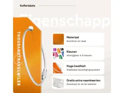 Thousandtravelmiles set van 4 Aluminium Bagagelabels - Orange