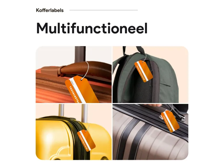 Thousandtravelmiles set van 4 Aluminium Bagagelabels - Orange