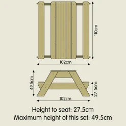 TP 110 x 91 cm zand- en picknicktafel
